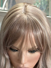 Tillstyle long  body wave wig ash  blonde with highlights wig with bangs layered synthetic