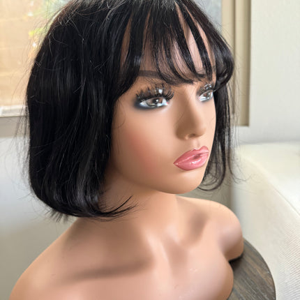 Bob wigs with bangs 100% human hair short bob wigs glue-less middle part