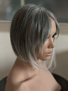 Till style  grey hair toppers for women with butterfly bangs Salt and Pepper