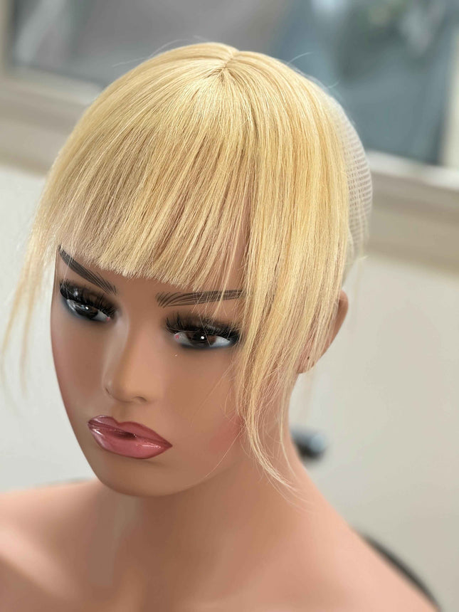 Tillstyle clip in human hair french bangs bright blonde