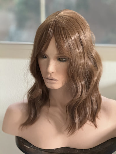 Till style  ombre brown hair toppers for women  with butterfly bangs loose body wave