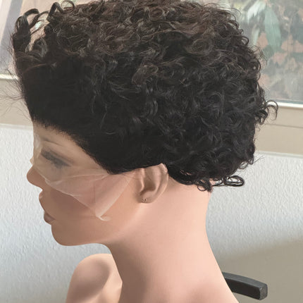 100% remy human hair lace front wigs for women black tight curls /afro curl