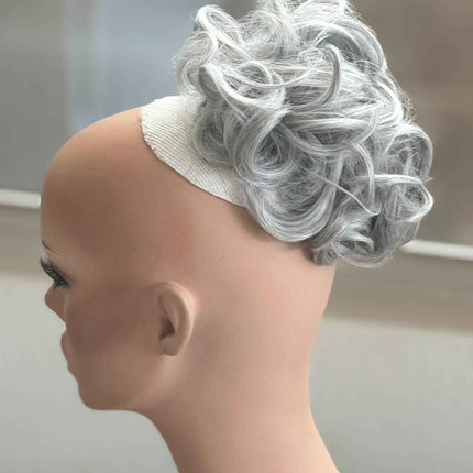 Tillstyle white silver hair bun curly