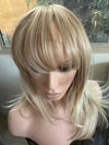 Tillstyle bleach blonde with ombre highlights wig with bangs layered synthetic wig