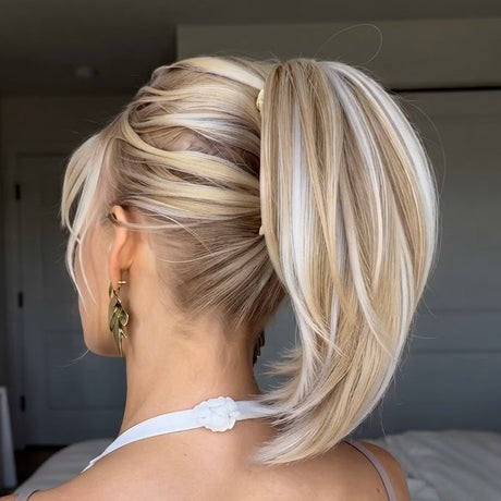 Short  clip in Ponytail straight  8 inch
