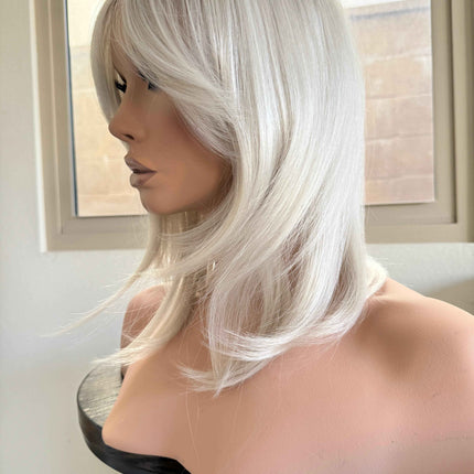 Tillstyle creamy white hair topper with  butterfly bangs