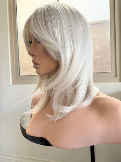 Tillstyle creamy white hair topper with  butterfly bangs