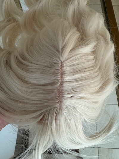 Till style white hair toppers for women  with butterfly bangs