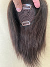 Tillstyle top hair piece 100%human hair dark brown clip in hair toppers for thinning crown