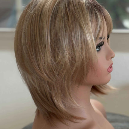 Tillstyle blonde short layered wig dart roots