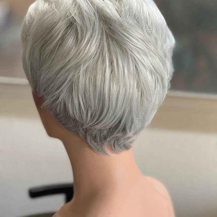 Tillstyle white silver layered wig /short pixy  wig