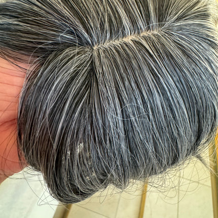 Tillstyle grey highlighted hair topper with bangs