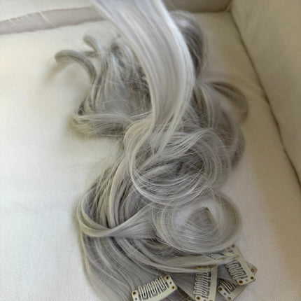 Tillstyle white silver grey curly wavy thin clip in hair extensions thinning hair or thin hightlights