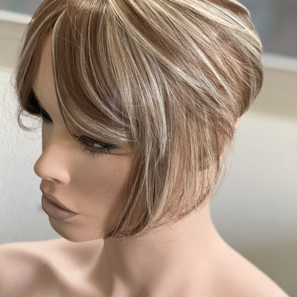 Tillstyle ash brown blonde highlighted hair piece  brown clip in hair toppers for thinning crown