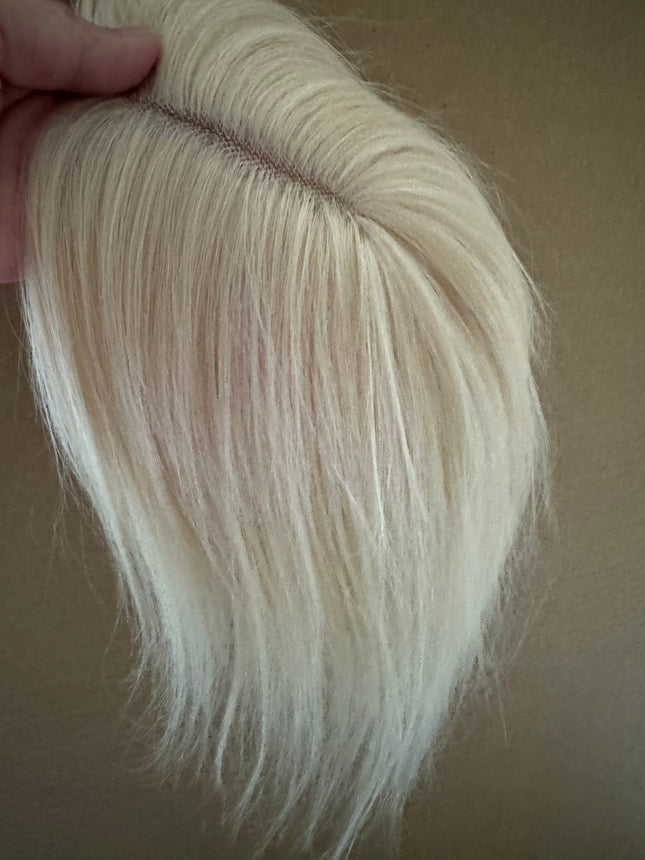 Till style white blonde human Hair Topper clip in hair piece Women Platinum Blonde