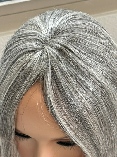 Tillstyle silver white Human Hair Toppers with bangs