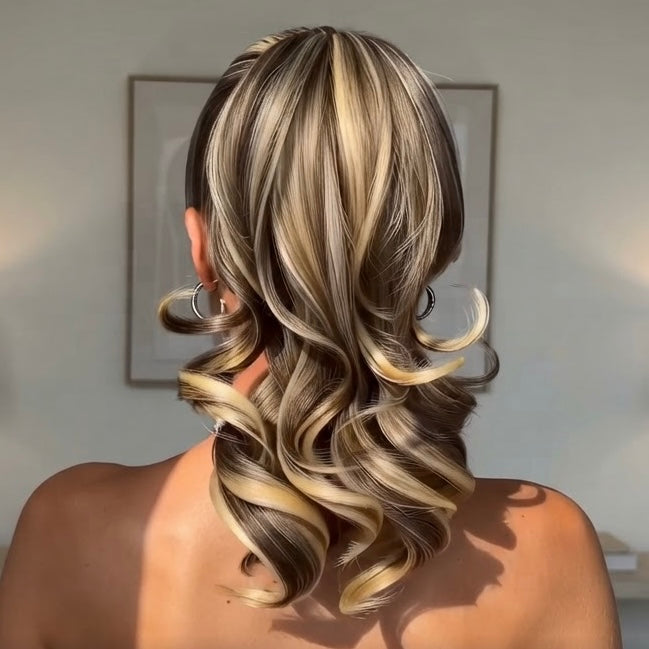 #brown-with-ash-blonde- highlights