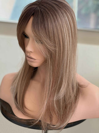 Tillstyle ombre brown topper with bangs/highlighted brown