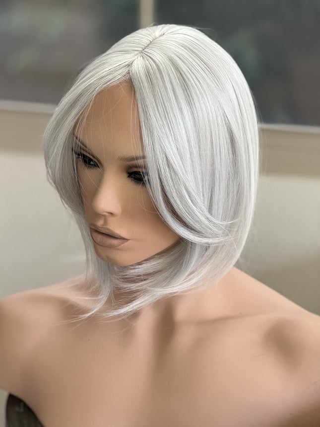 Tillstyle white topper silver highlighted hair toppers for women