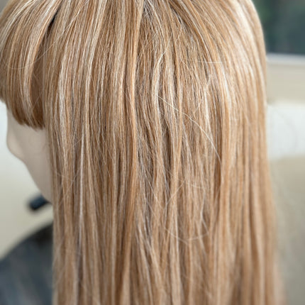 Tillstyle long  honey blonde /strawberry blonde straight wig  with bangs for women 26 inch