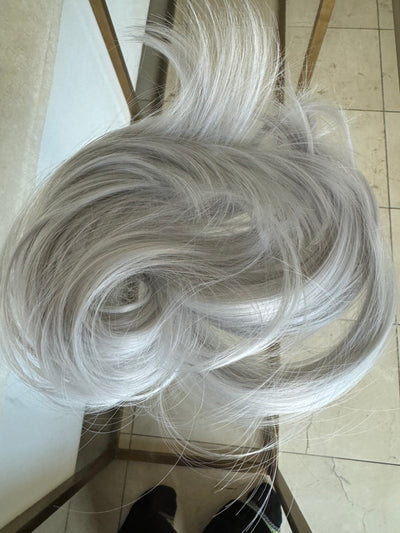 Tillstyle  white grey straight hair bun