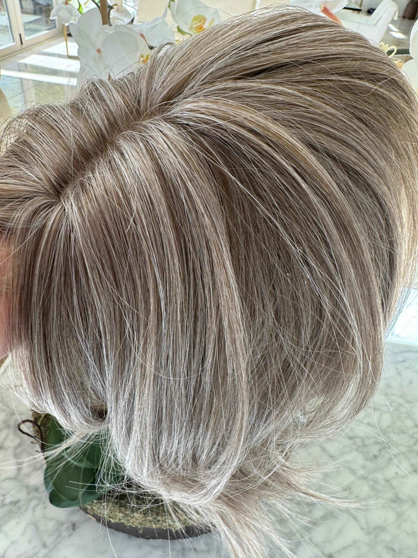 Tillstyle brown hair toppers for women /ash grey / bangs