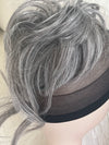 Tillstyle hairbun scrunchie with straight hair bangs hair piece grey with mixed white hair