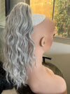 Tillstyle silver grey loose body wave clip in ponytail clip in pony tail