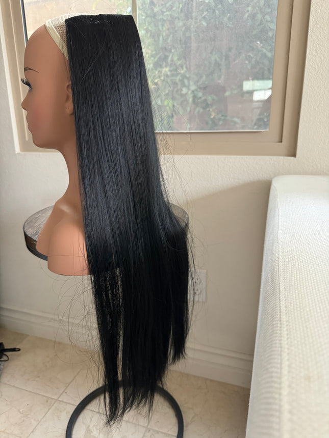 Till style black long straight hair extensions with /clip in hair extensions