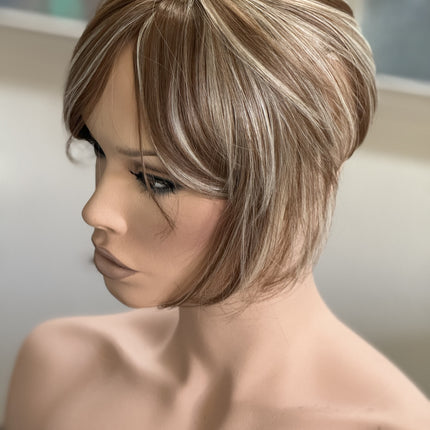 Tillstyle ash brown blonde highlighted hair piece  brown clip in hair toppers for thinning crown