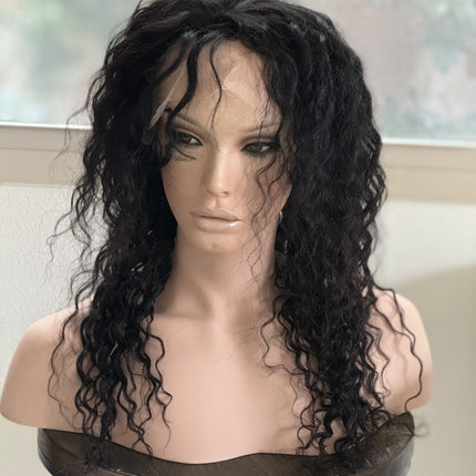 Black Deep wave 100% human hair lace front wigs for women brazilian hair