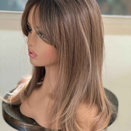 Tillstyle ombre brown hair toppers with bangs