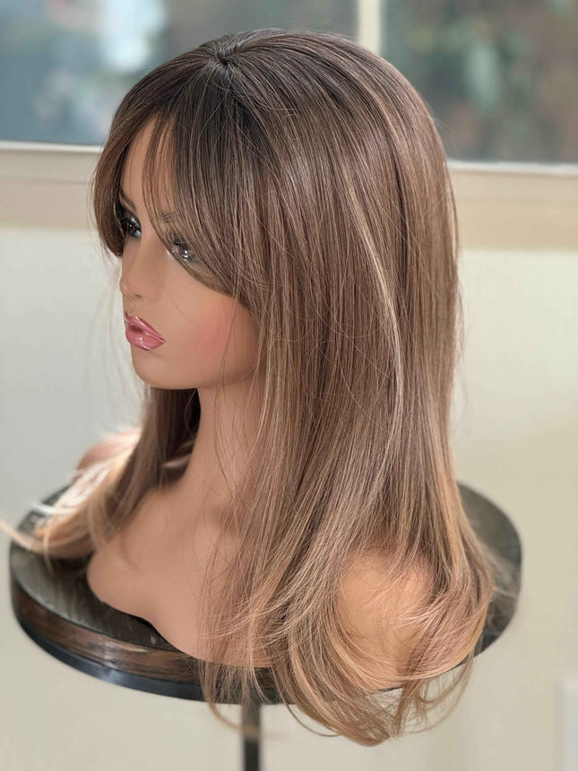 Tillstyle ombre brown hair toppers with bangs