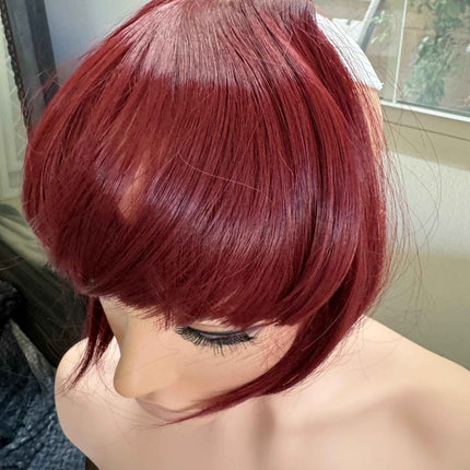 Tillstyle wine red clip in bangs for thinning crown natural looking bangs /short hair styles