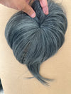 Tillstyle top hair piece 100%human hair bleach grey mixed white salt and pepper clip in hair toppers for thinning crown