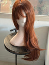 Tillstyle long auburn wig with bangs straight wig  with bangs for women 26 inch middle part