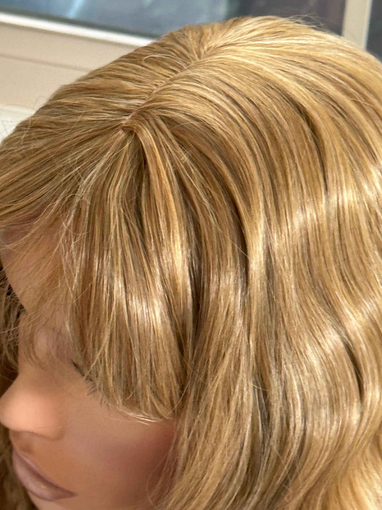 Till style  copper blonde hair toppers for women  /butterfly bangs loose body wave