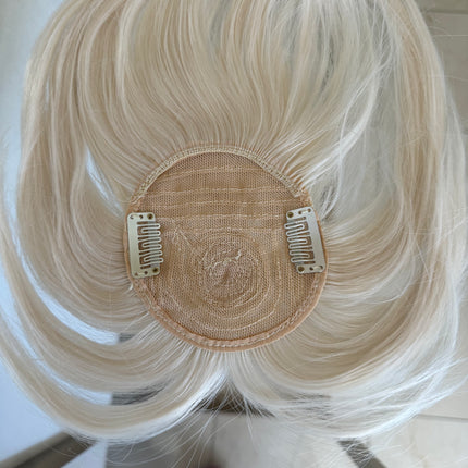 Tillstyle white blonde hair piece bleach blonde clip in hair toppers for thinning crown short hair styles