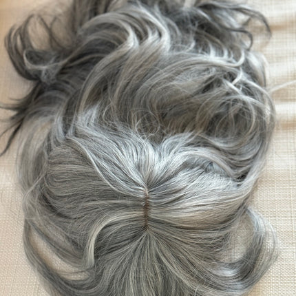 Tillstyle grey wig with curtain bangs for women layered grey wig with pale white ends