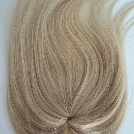 Tillstyle top hair piece 100%human hair light blonde #60clip in hair toppers for thinning crown