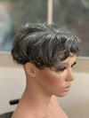 Tillstyle Real Human Hair Toppers for women  grey topper with bangs/curly