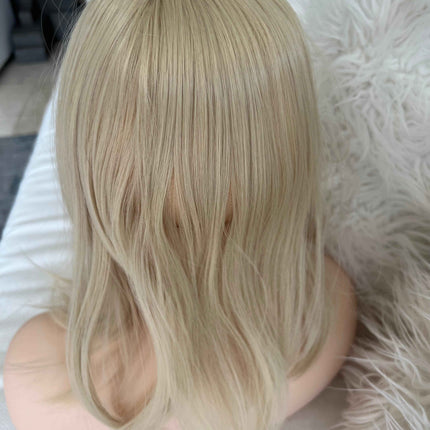 Synthetic hair toppers with bangs bleach blonde clip in hair topper closure