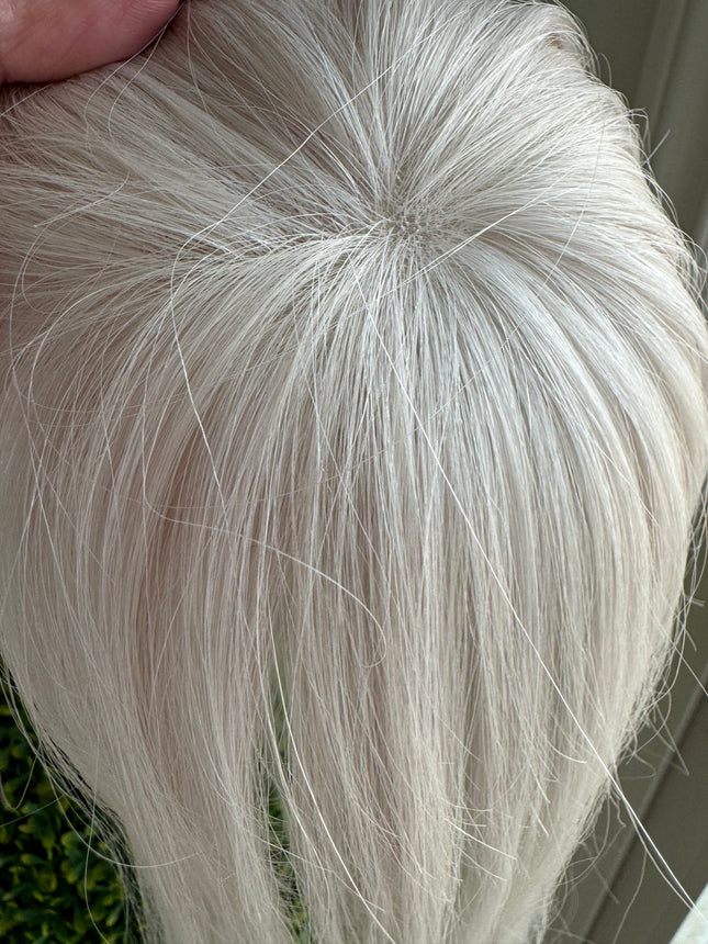 Tillstyle White human hair toppers for women White blonde  /ice blonde