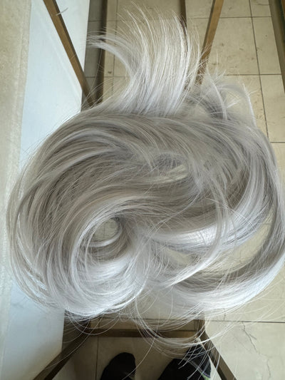 Tillstyle  white grey straight hair bun