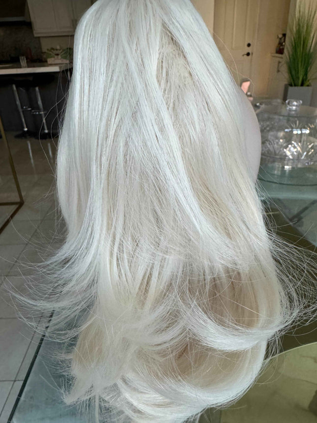 Tillstyle light platinum blonde white blonde clip in ponytail wavy