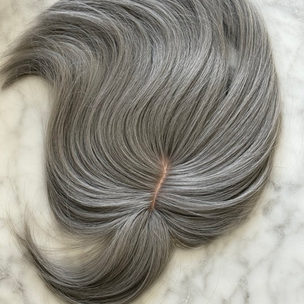 Tillstyle grey hair topper with bangs/real part