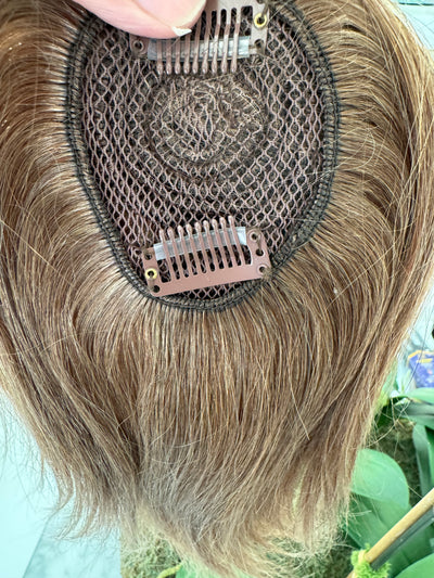 Tillstyle top hair piece 100%human hair ash blonde  clip in hair toppers for thinning crown/ widening part