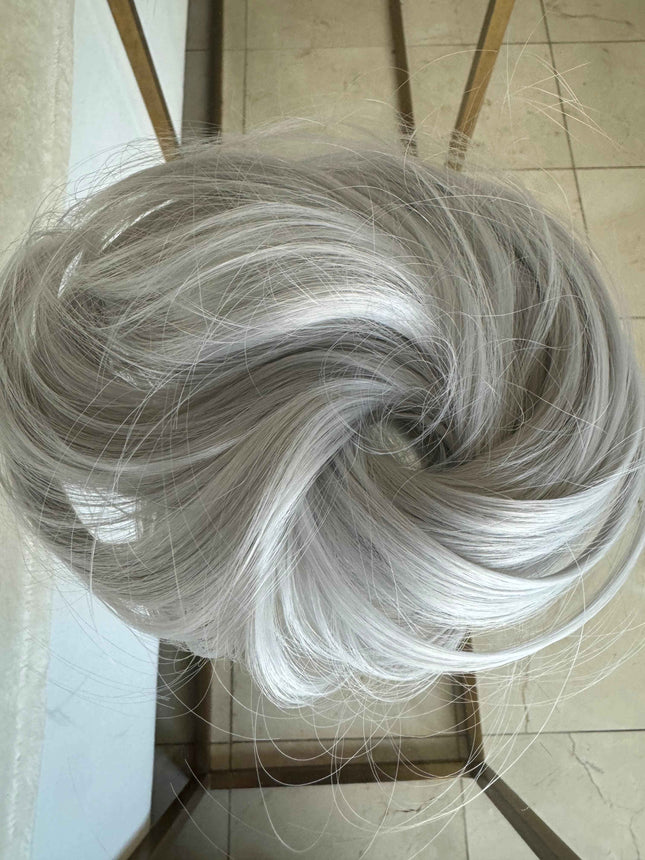 Tillstyle  white grey straight hair bun