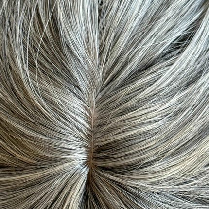 Till style  grey hair toppers for women  Salt and Pepper pale white with yellowish white ends