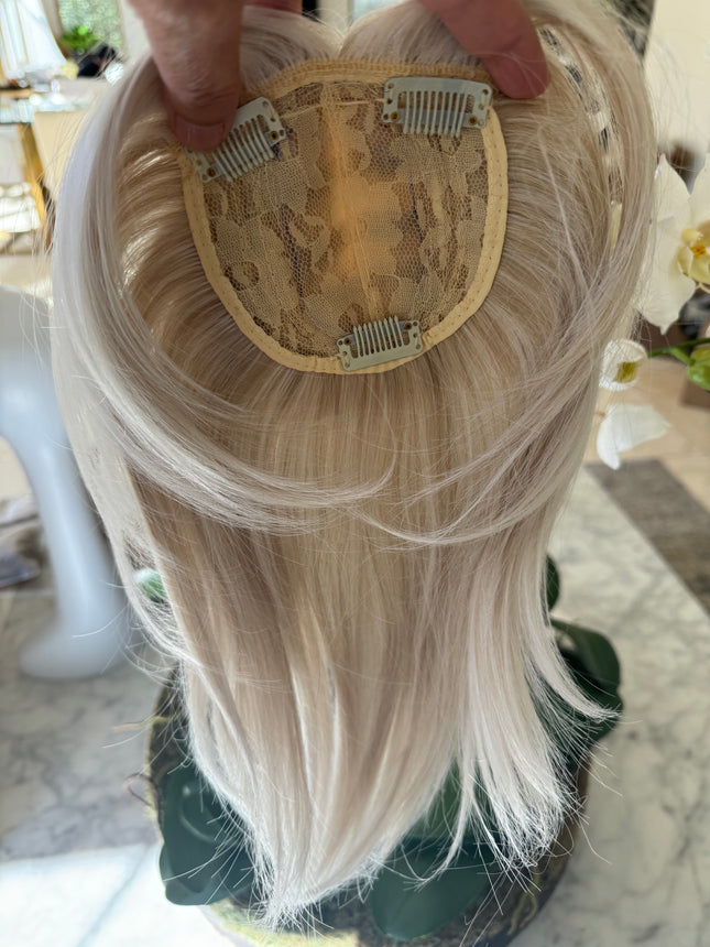 Till style pale white with ash blonde highlights hair toppers for women